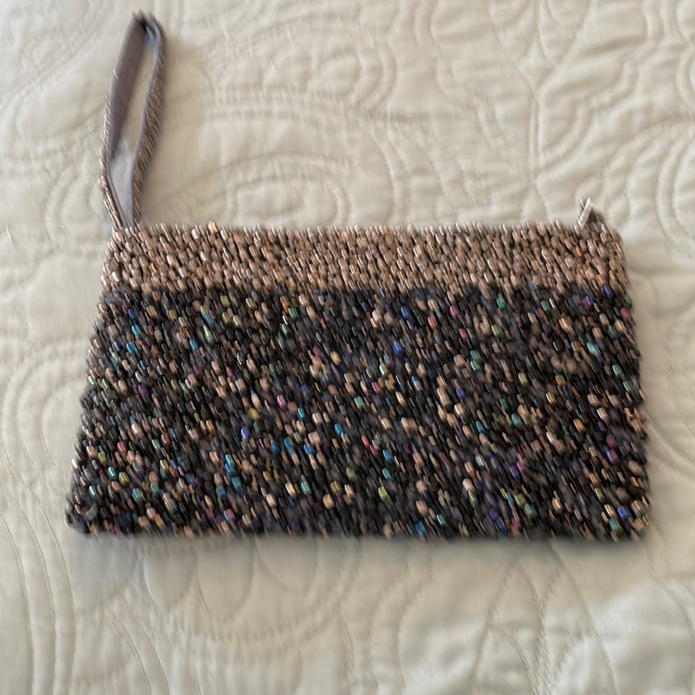 Blue & silver beaded wristlet